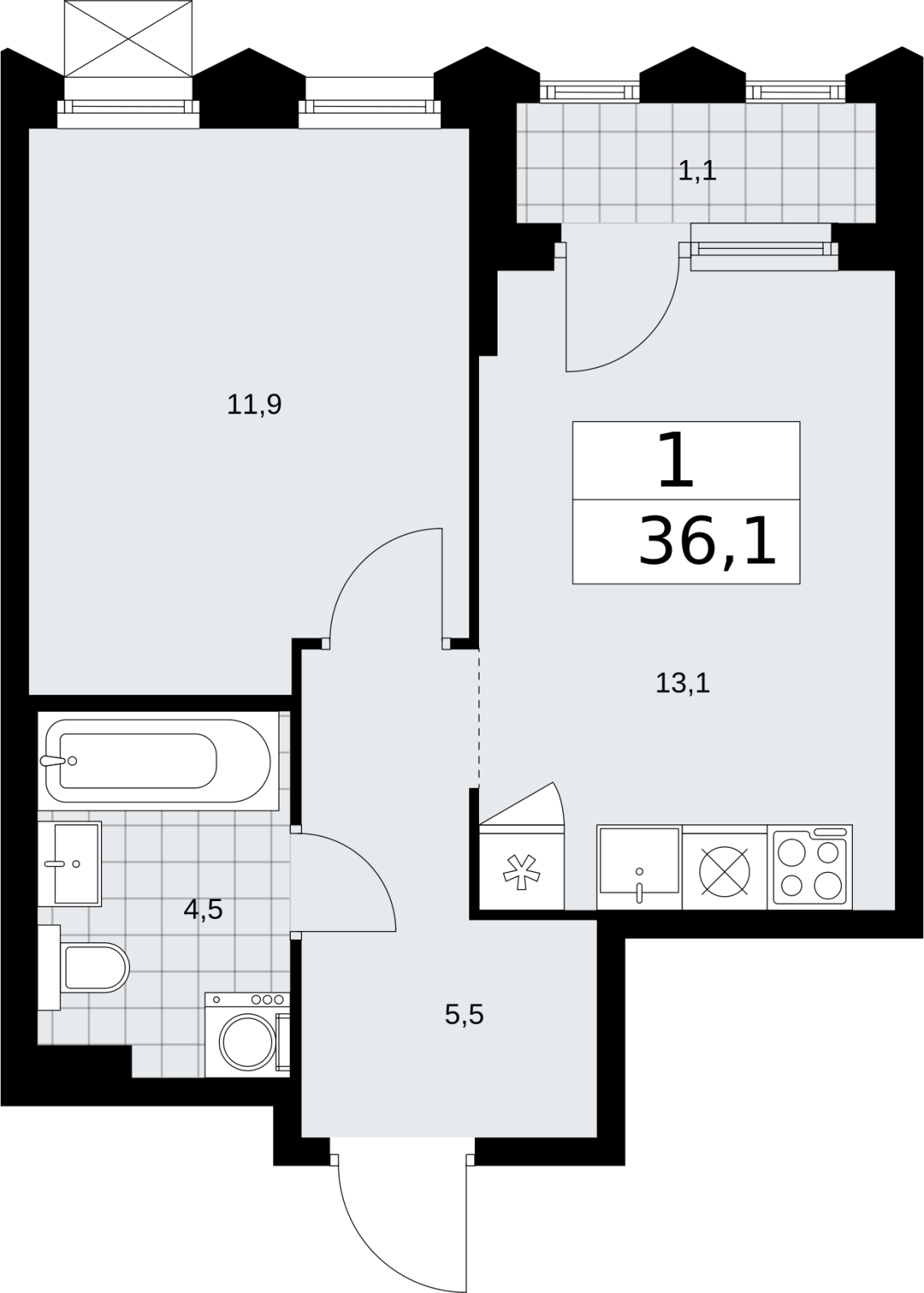 Объявление №71680783: 1-комнатная квартира с отделкой в новом жилом комплексе