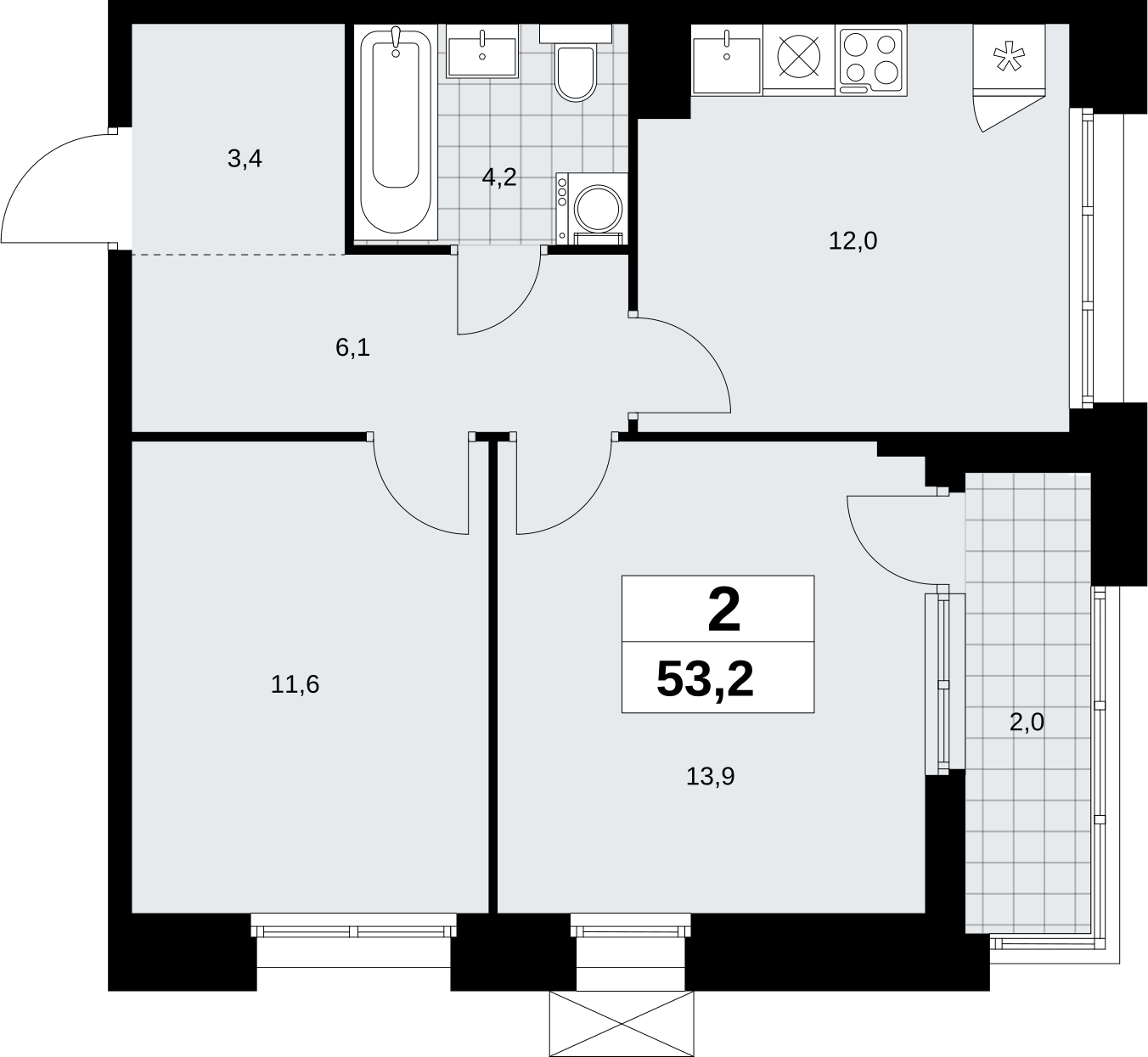 Объявление №71693807: Продается просторная 2-комн. квартира с отделкой в новом жилом комплексе, у метро