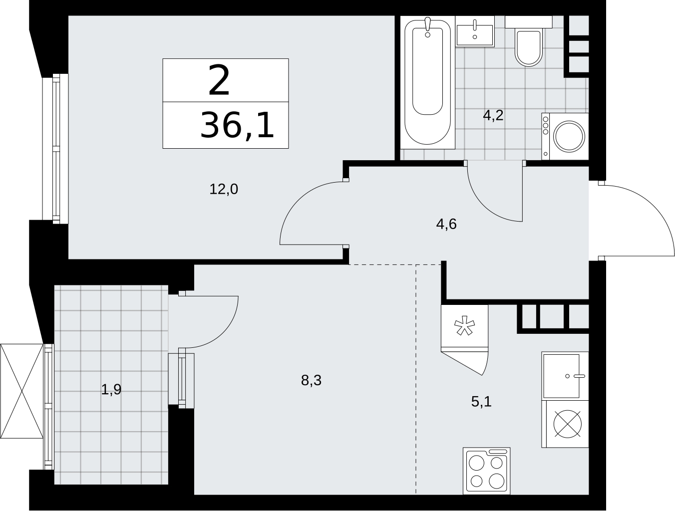 Продается просторная двухкомнатная квартира в новом жилом комплексе, метро рядом