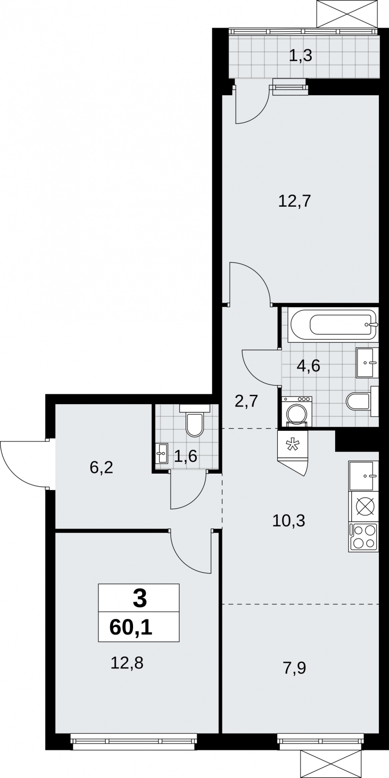 Продается 3-комнатная квартира с отделкой в новом ЖК, недалеко от метро