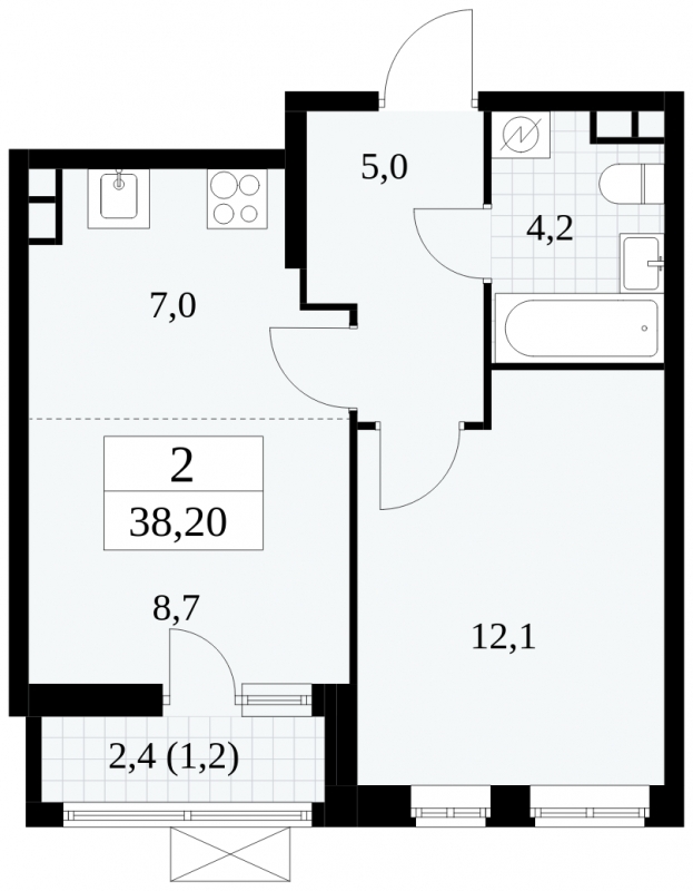 Продается просторная 2-комн. квартира с европланировкой в новом ЖК, недалеко от метро