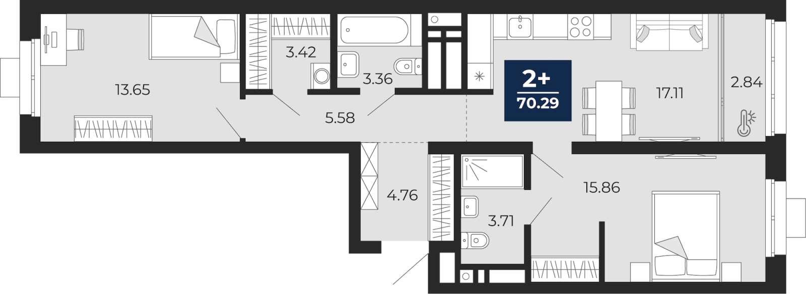 Объявление №71594363: 2-комнатная квартира с отделкой в новом ЖК