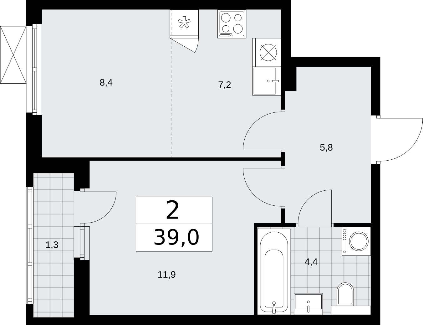Продается 2-комнатная квартира в новом жилом комплексе, метро рядом
