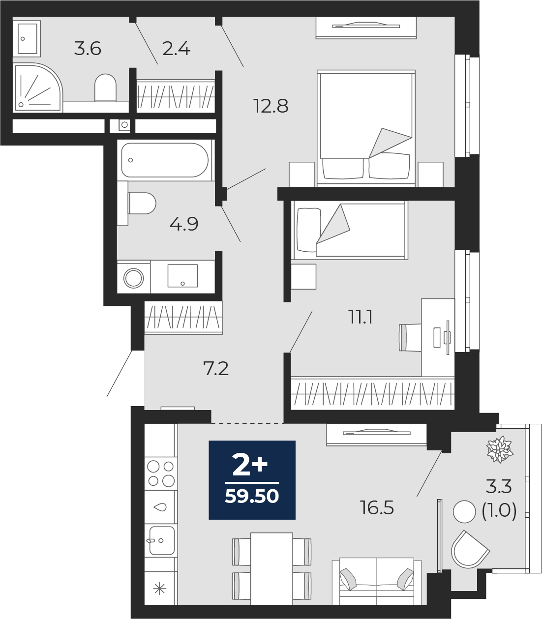 ���������� �71606576: 2-��������� �������� �  �������� � ����� ����� ���������