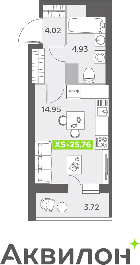 Объявление №71657397: Однокомнатная квартира-студия с отделкой в новом жилом комплексе, дом сдан, метро рядом