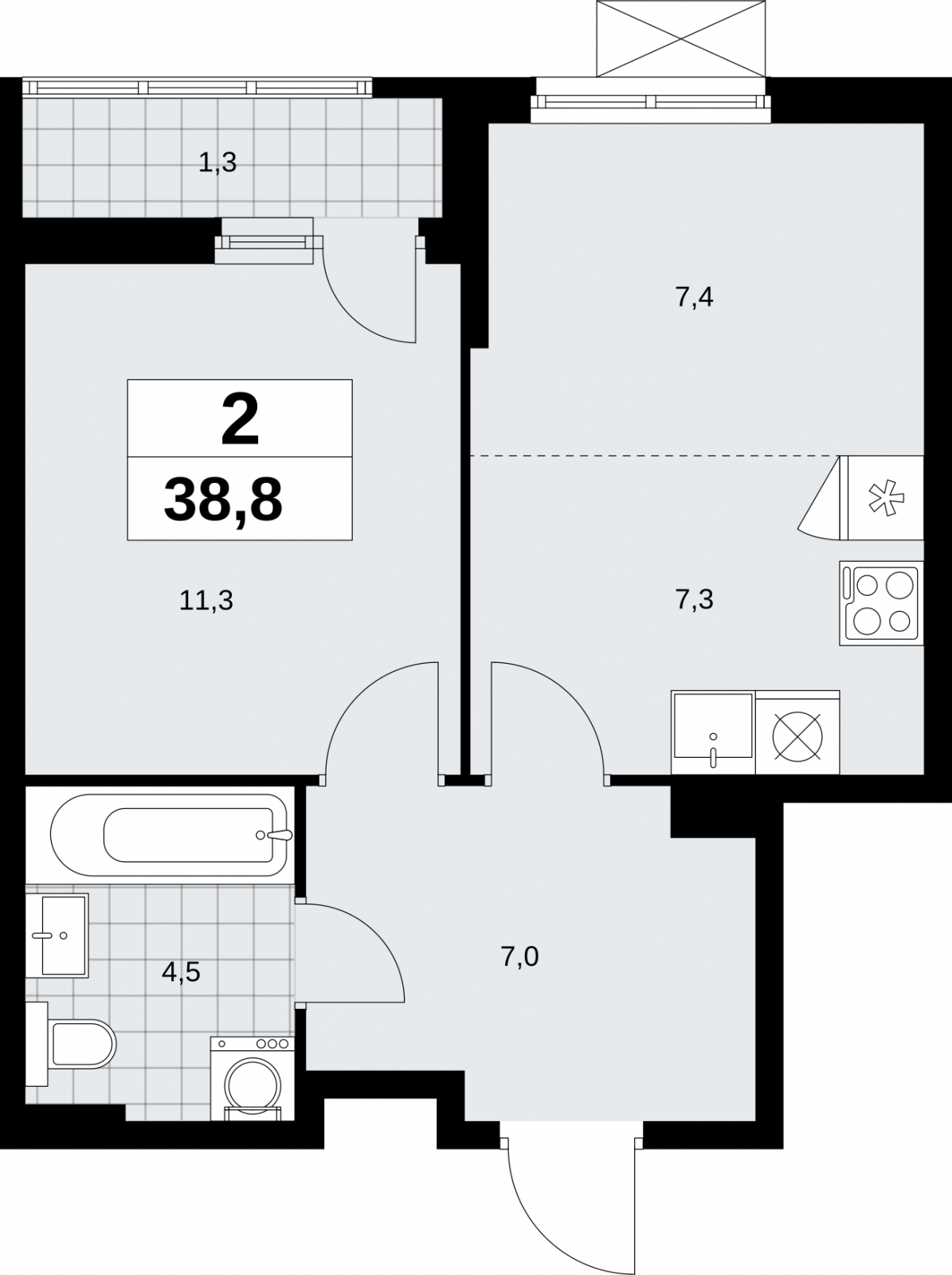 Продается двухкомнатная квартира в новом жилом комплексе, метро рядом