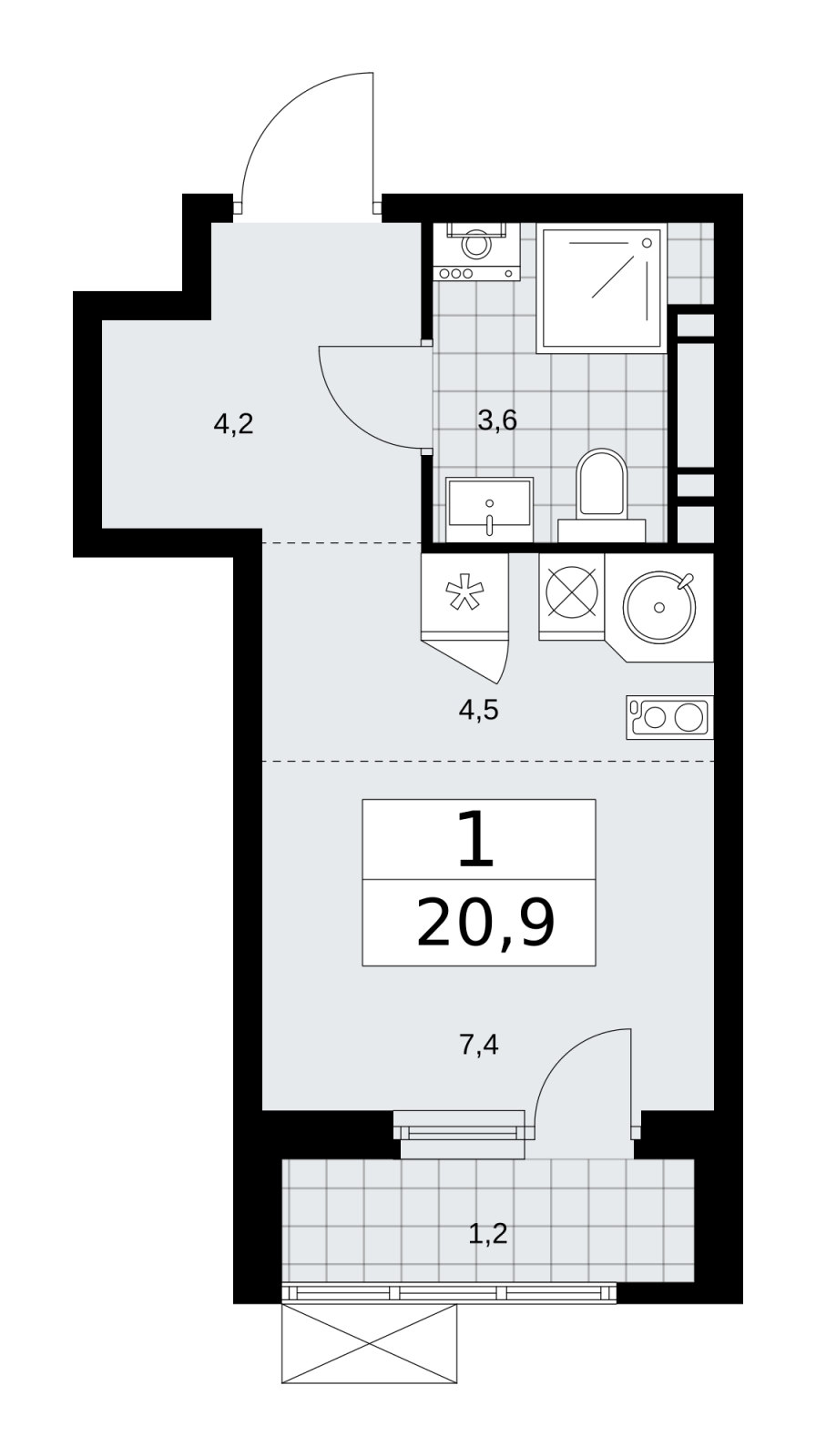 Продается 1-комн. квартира-студия в новом жилом комплексе, у метро