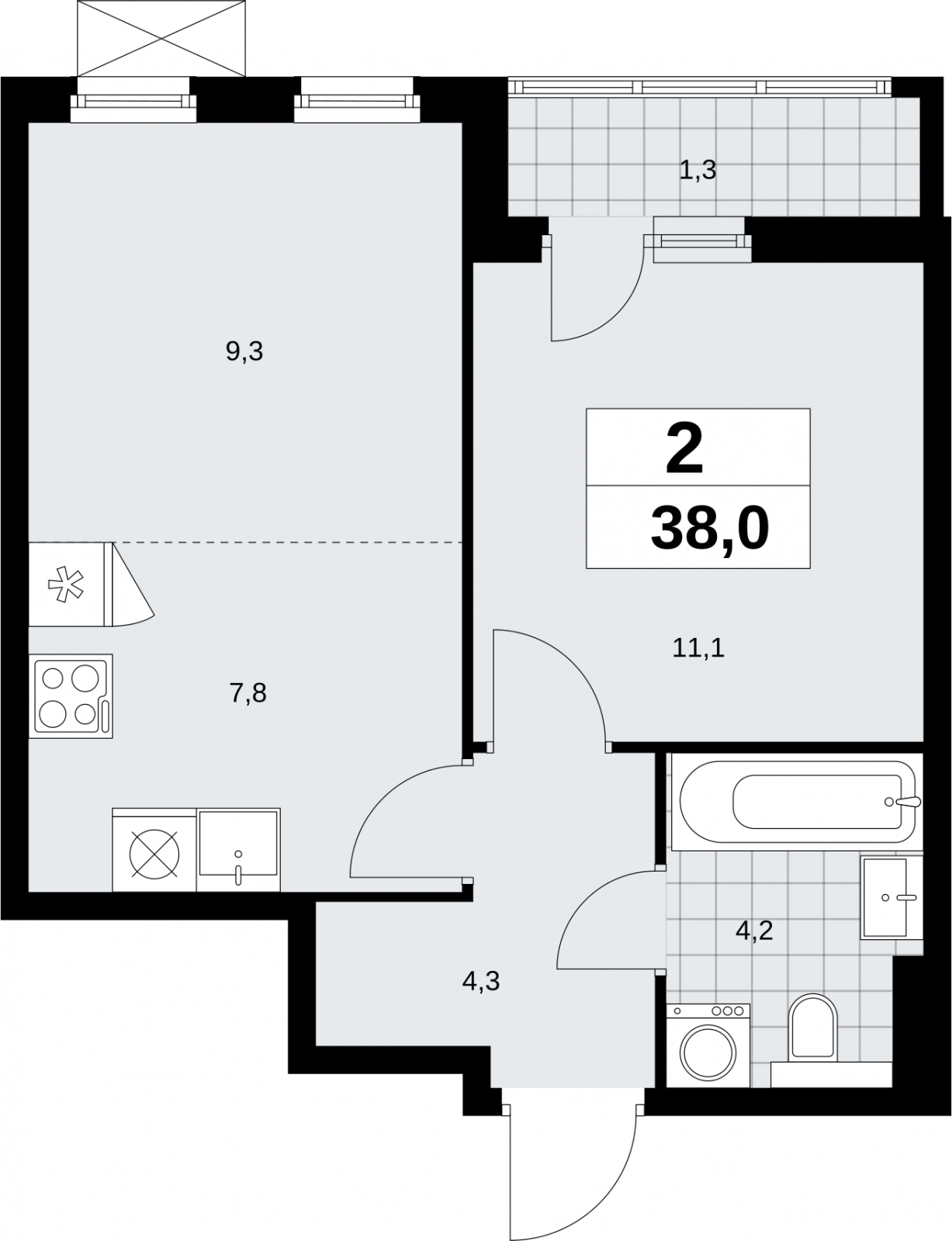 Продается двухкомнатная квартира в новом ЖК, у метро