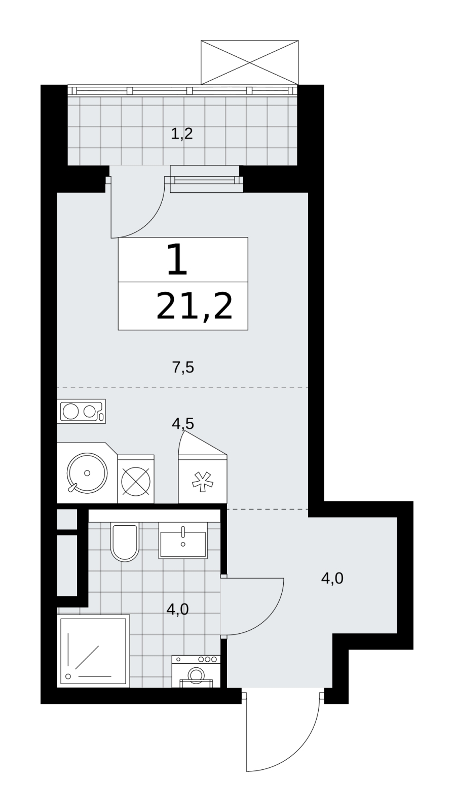 Продается 1-комнатная квартира-студия с отделкой в новом жилом комплексе, у метро