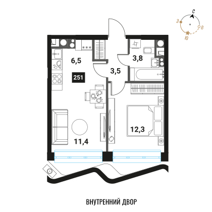 Объявление №71571494: Двухкомнатная квартира в новом ЖК, у метро