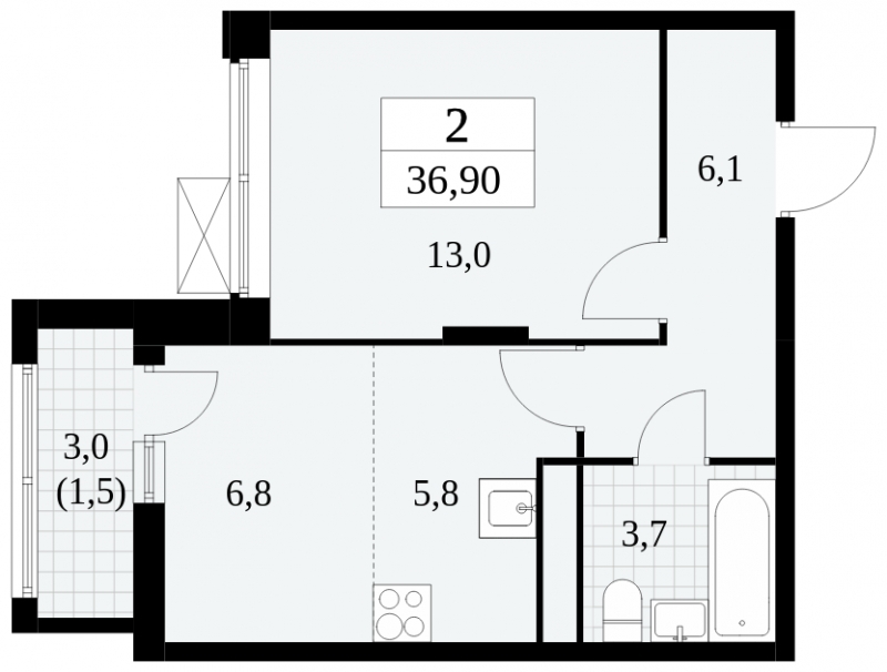 Продается просторная двухкомнатная квартира с европланировкой в новостройке, недалеко от метро