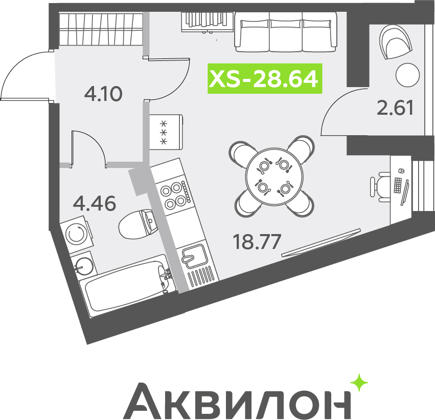Объявление №71657405: Просторная однокомнатная квартира-студия с отделкой в новостройке, дом сдан, метро рядом