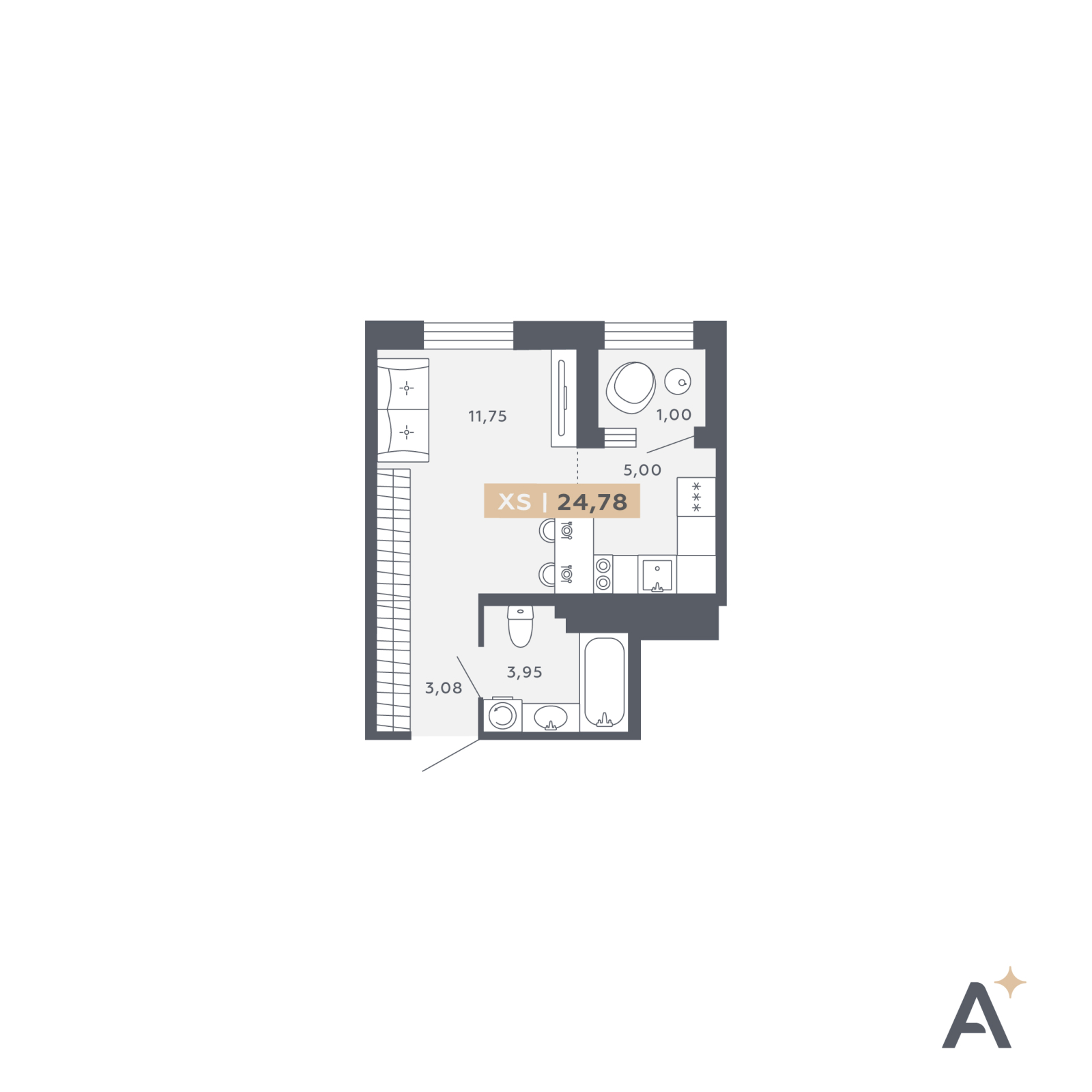 Объявление №71572028: Продается однокомнатная квартира-студия с отделкой в новом жилом комплексе, недалеко от метро