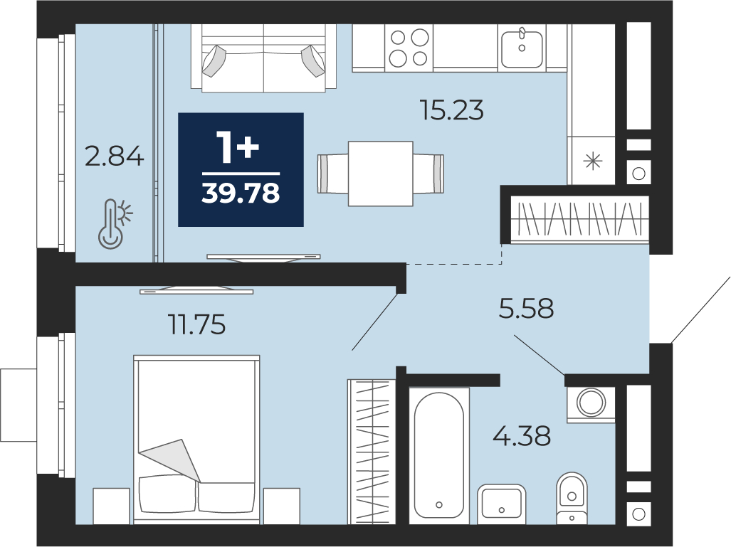 Объявление №71594303: 1-комн. квартира с отделкой в новом жилом комплексе