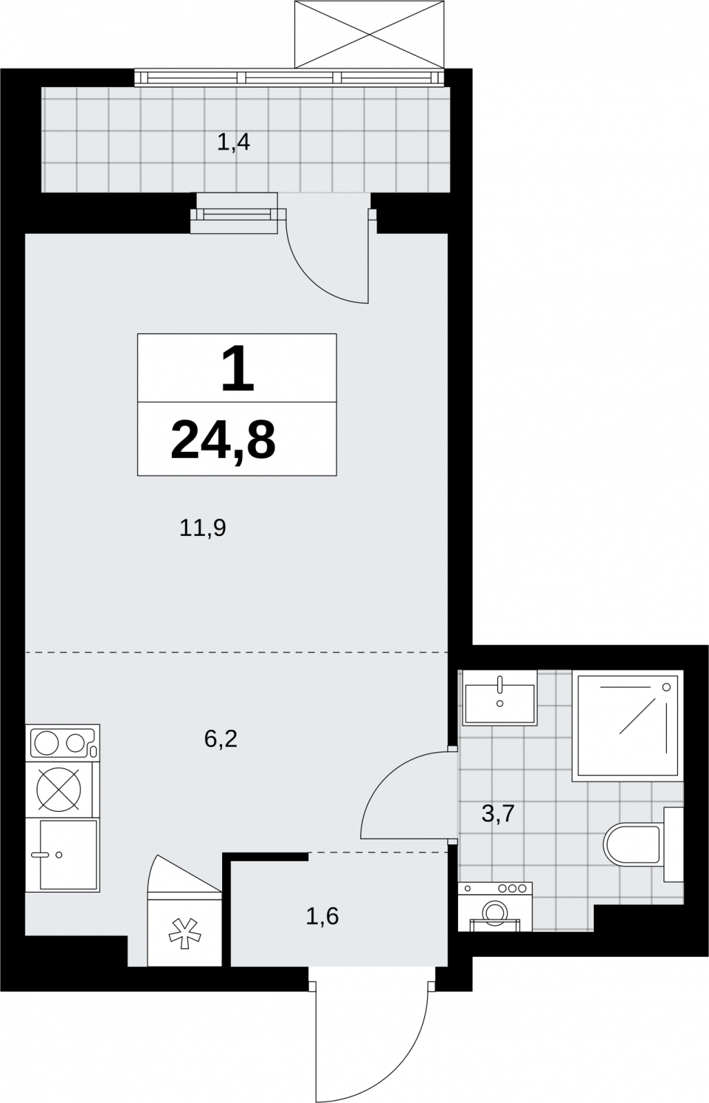 Продается однокомнатная квартира в новом жилом комплексе, недалеко от метро