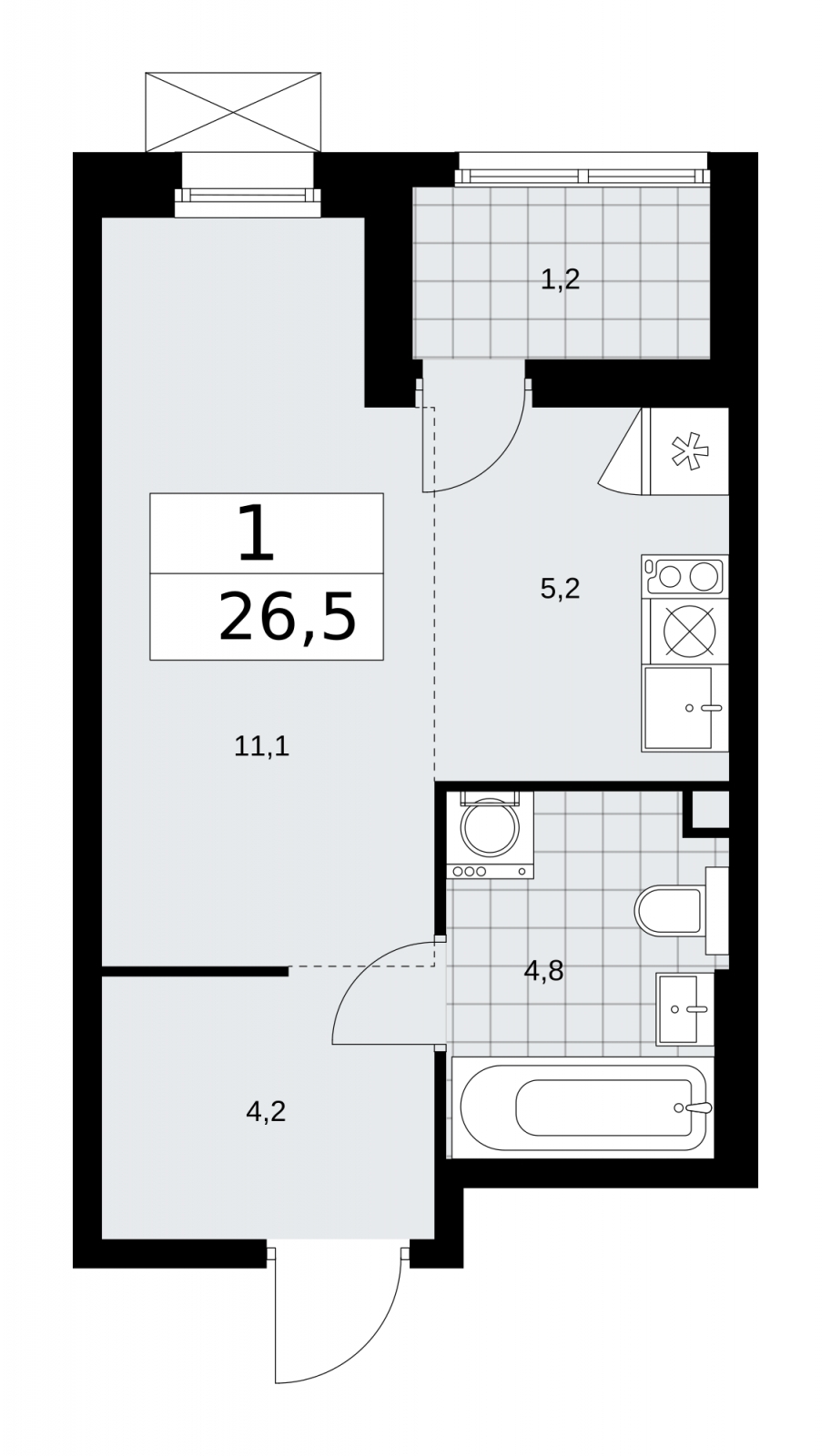 1-комнатная квартира-студия с отделкой в новом жилом комплексе, метро рядом