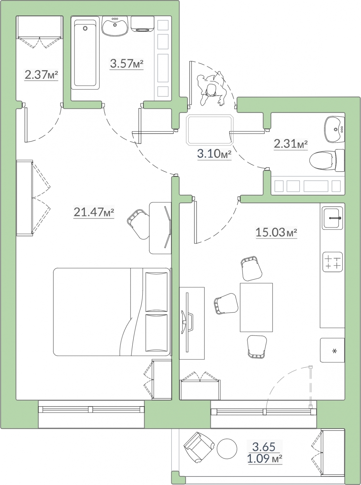 Объявление №68744949: Продается просторная однокомнатная квартира с  отделкой в новом ЖК, дом сдан