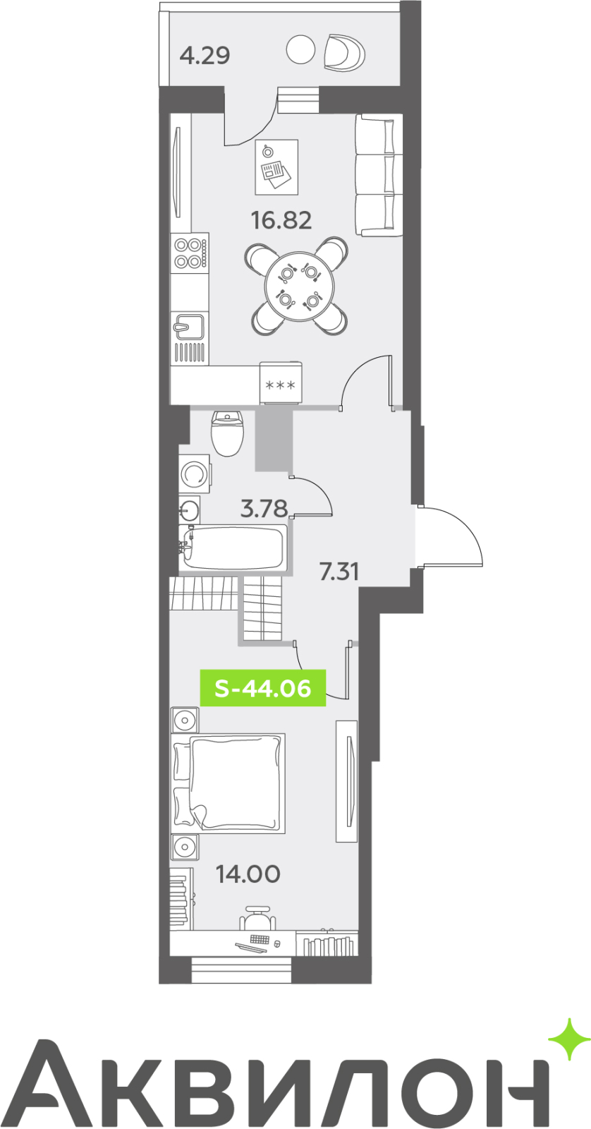 Объявление №71657411: Однокомнатная квартира с отделкой в новостройке, дом сдан, метро рядом