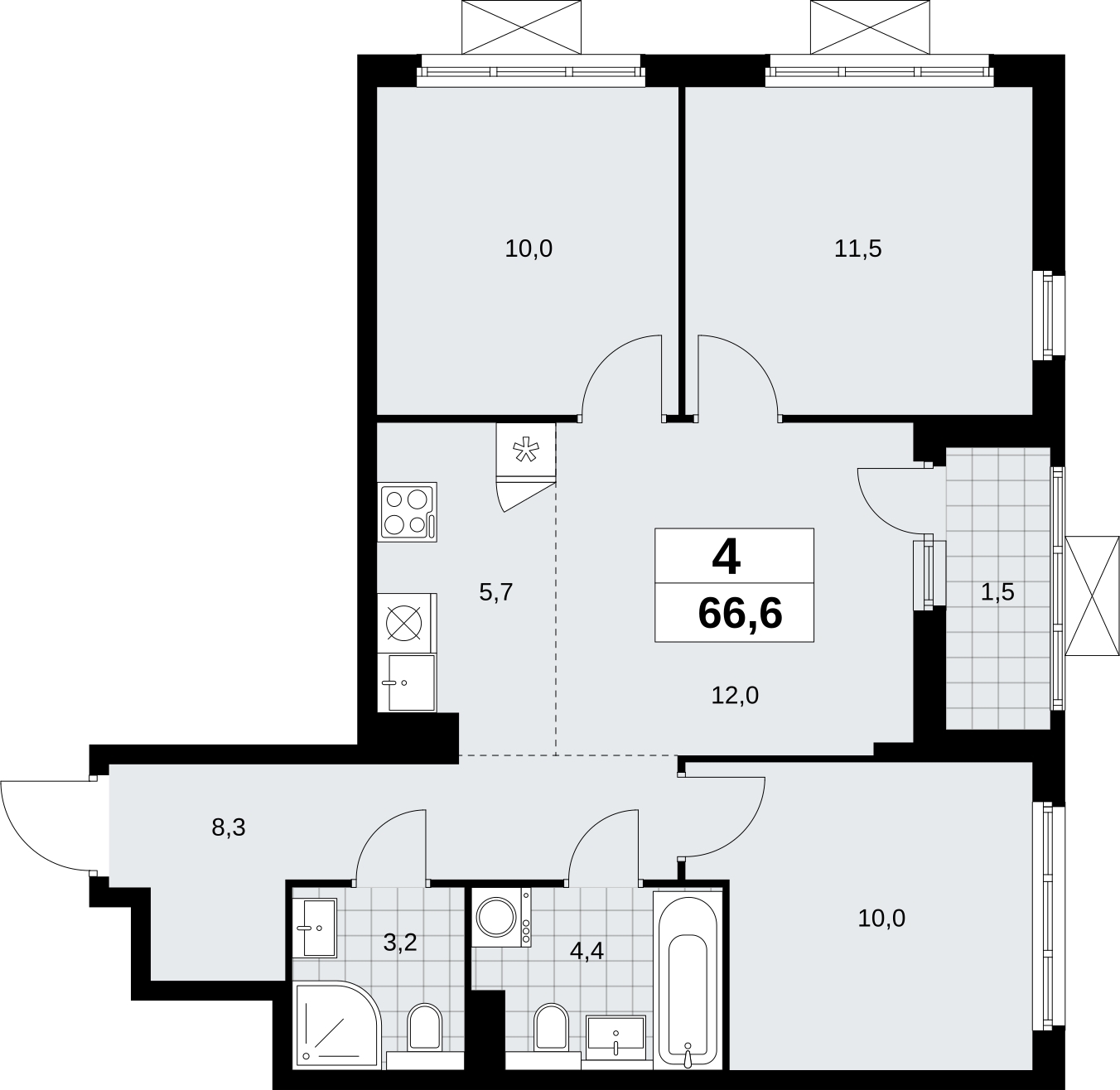 Продается многокомнатная квартира с отделкой в новом жилом комплексе, рядом с метро