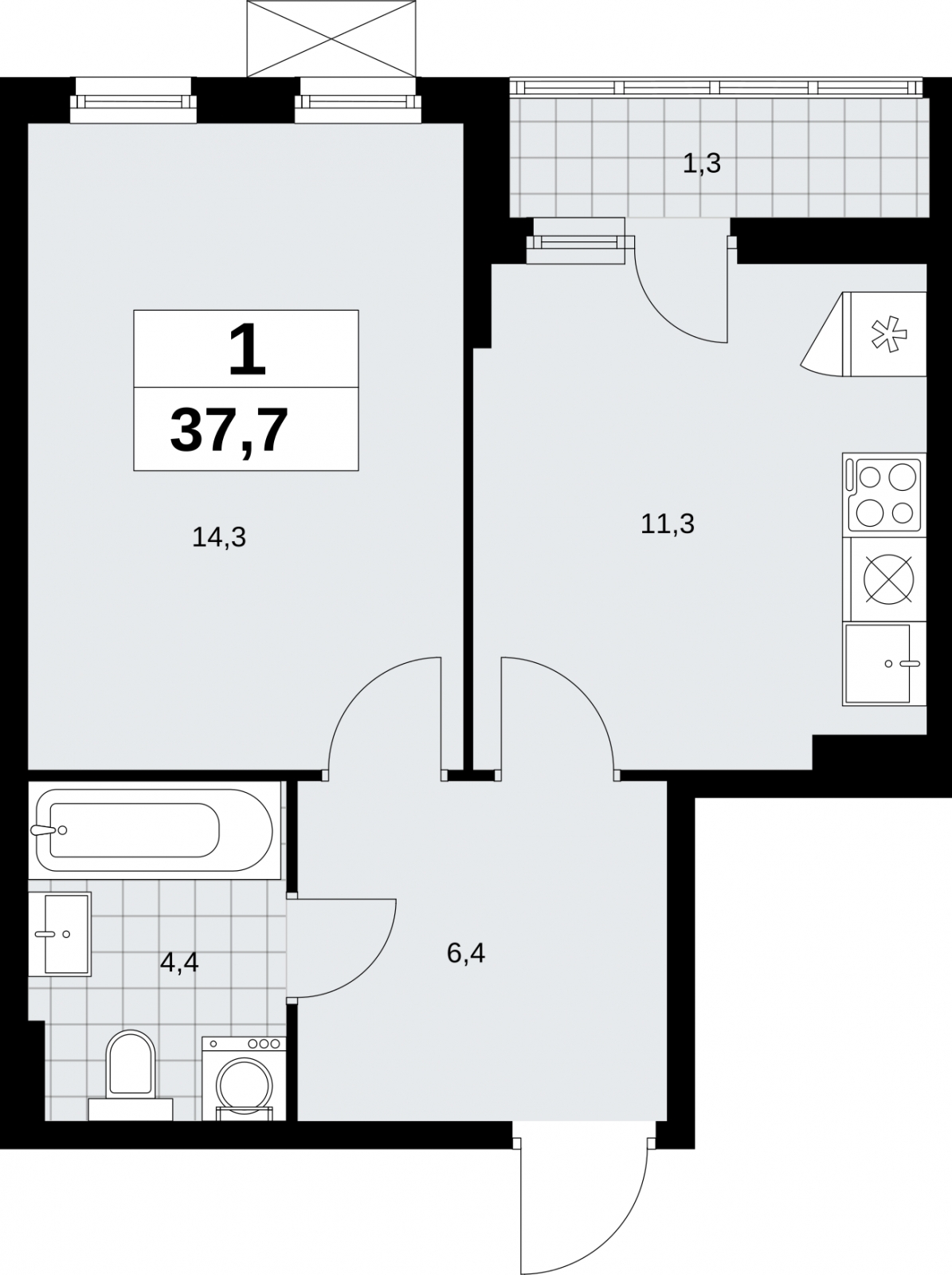 1-комнатная квартира в новом ЖК, у метро