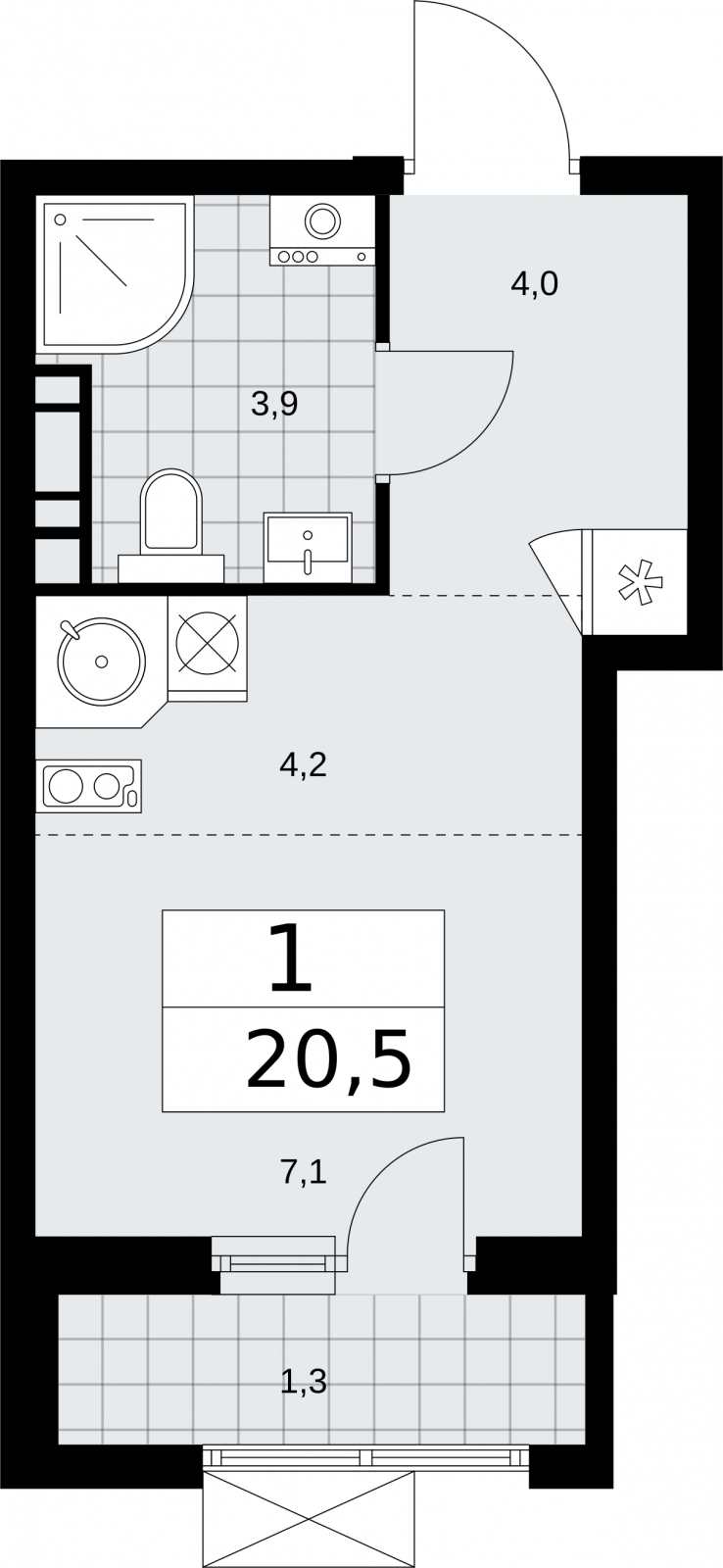 Продается просторная 1-комнатная квартира с отделкой в новом ЖК, недалеко от метро