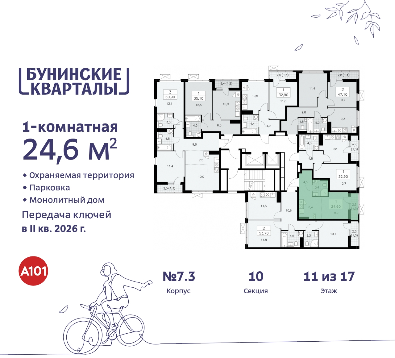 Продажа 1-комнатной новостройки, Москва, проспект Куприна,  2