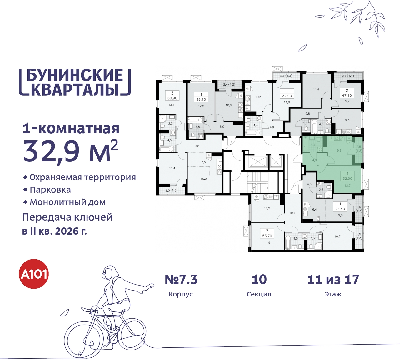 Продажа 1-комнатной новостройки, Москва, проспект Куприна,  2