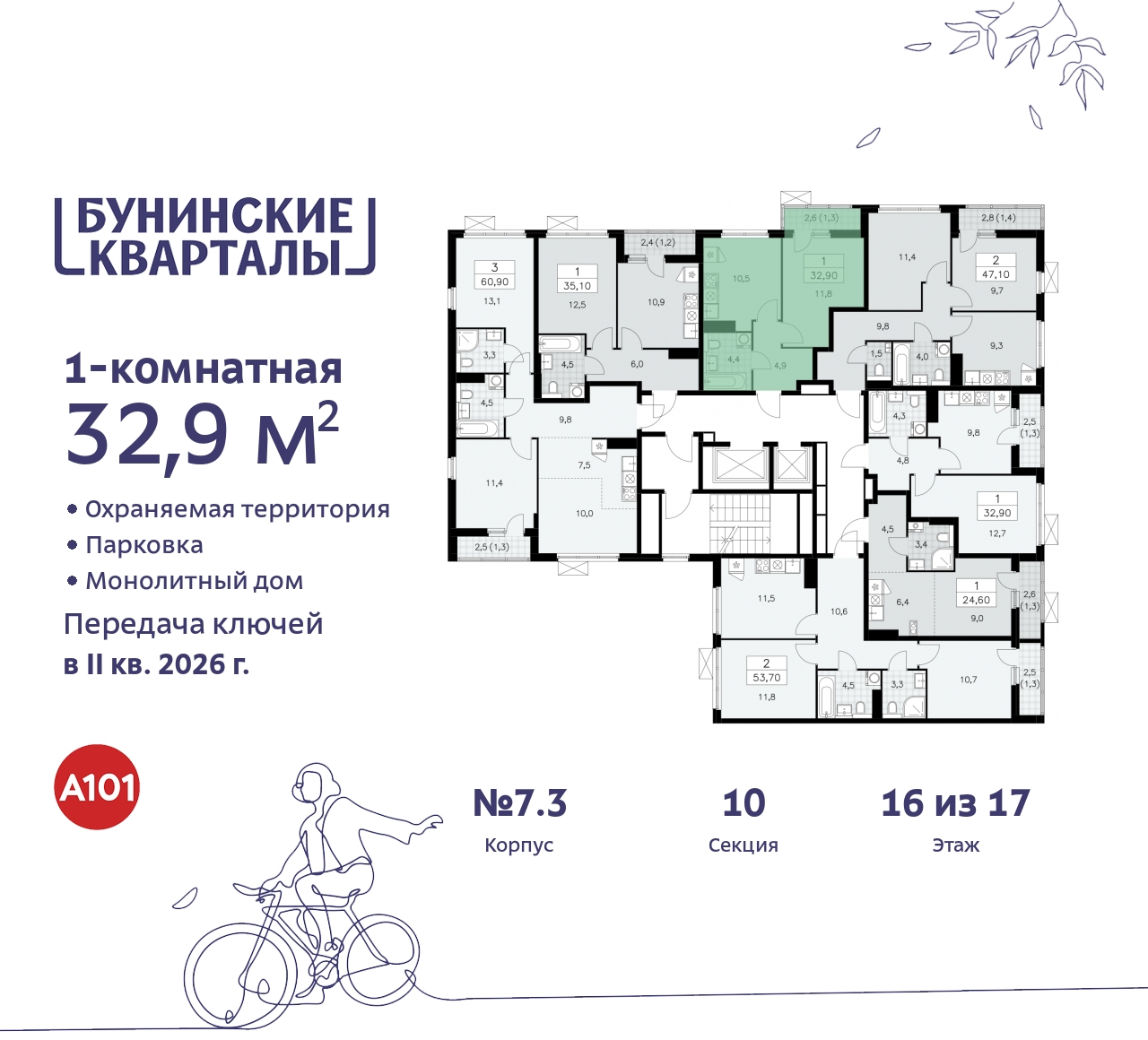 Продажа 1-комнатной новостройки, Москва, проспект Куприна,  2