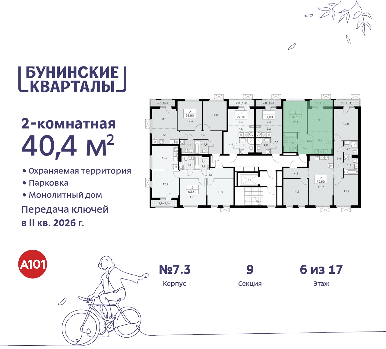 Продажа 2-комнатной новостройки, Москва, проспект Куприна,  2