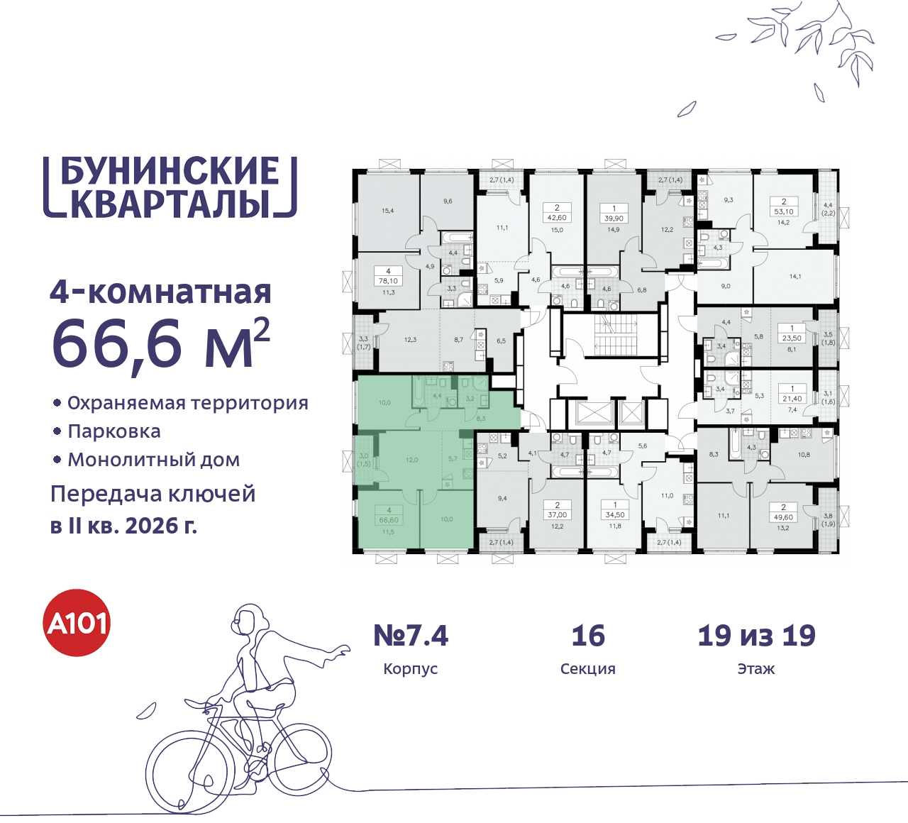 Продажа 4-комнатной новостройки, Москва, проспект Куприна,  2