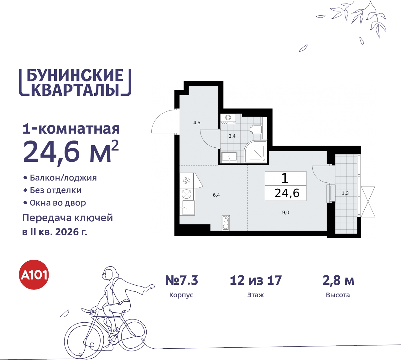 Продажа 1-комнатной новостройки, Москва, проспект Куприна,  2
