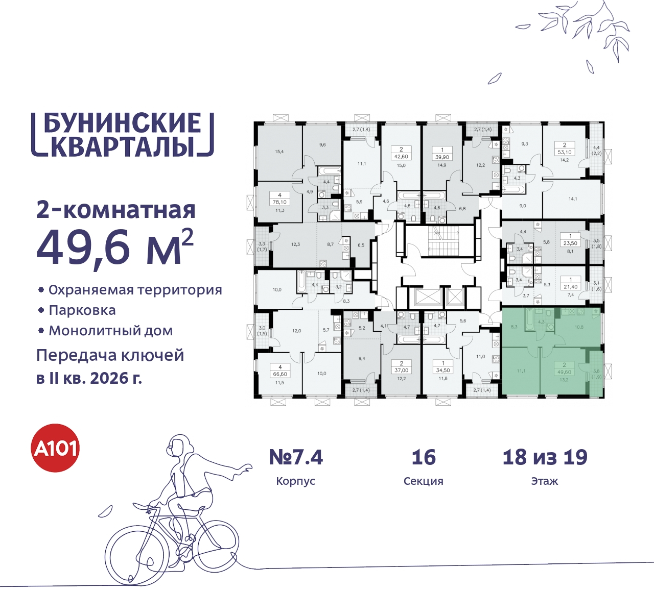 Продажа 2-комнатной новостройки, Москва, проспект Куприна,  2