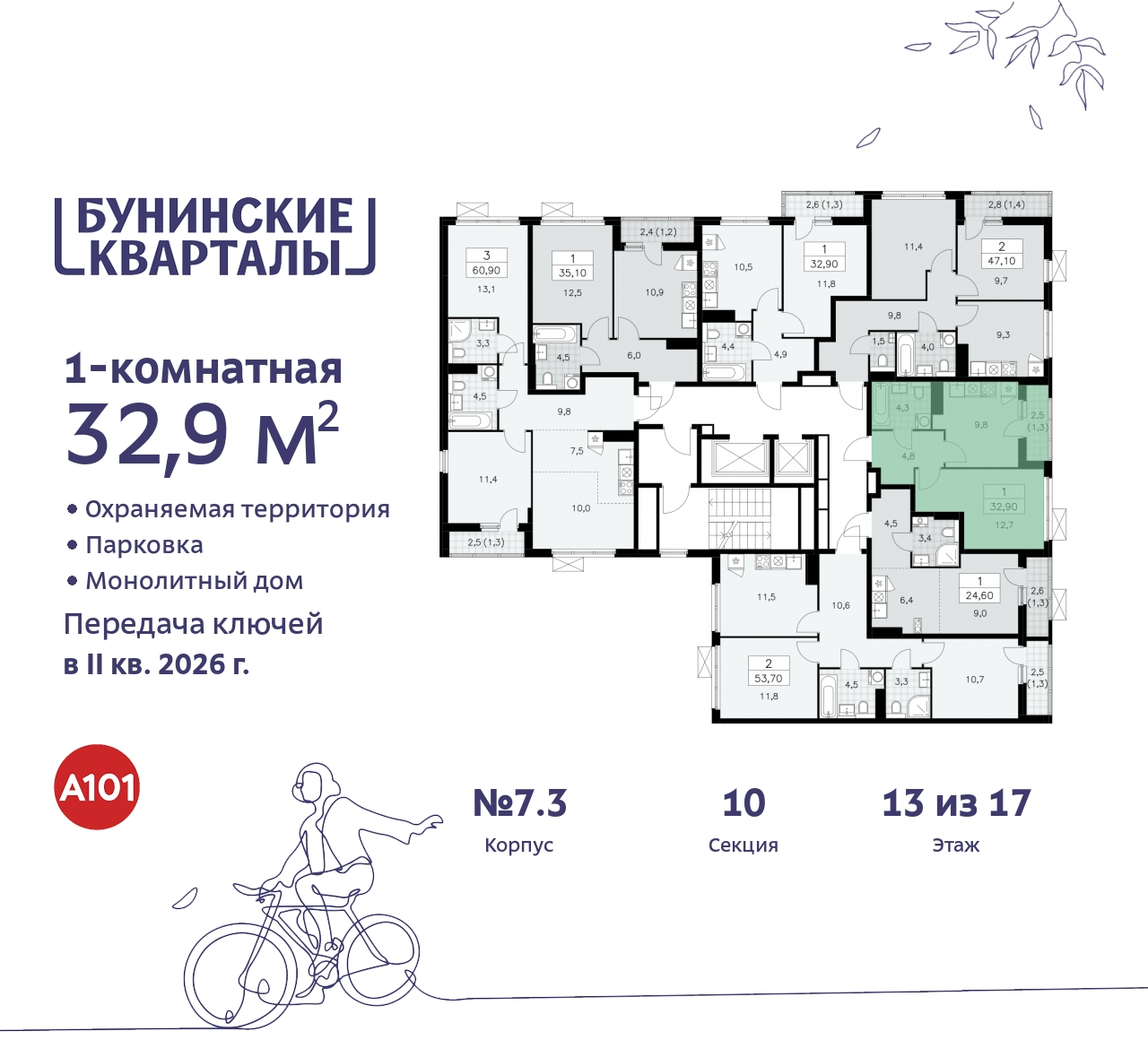 Продажа 1-комнатной новостройки, Москва, проспект Куприна,  2