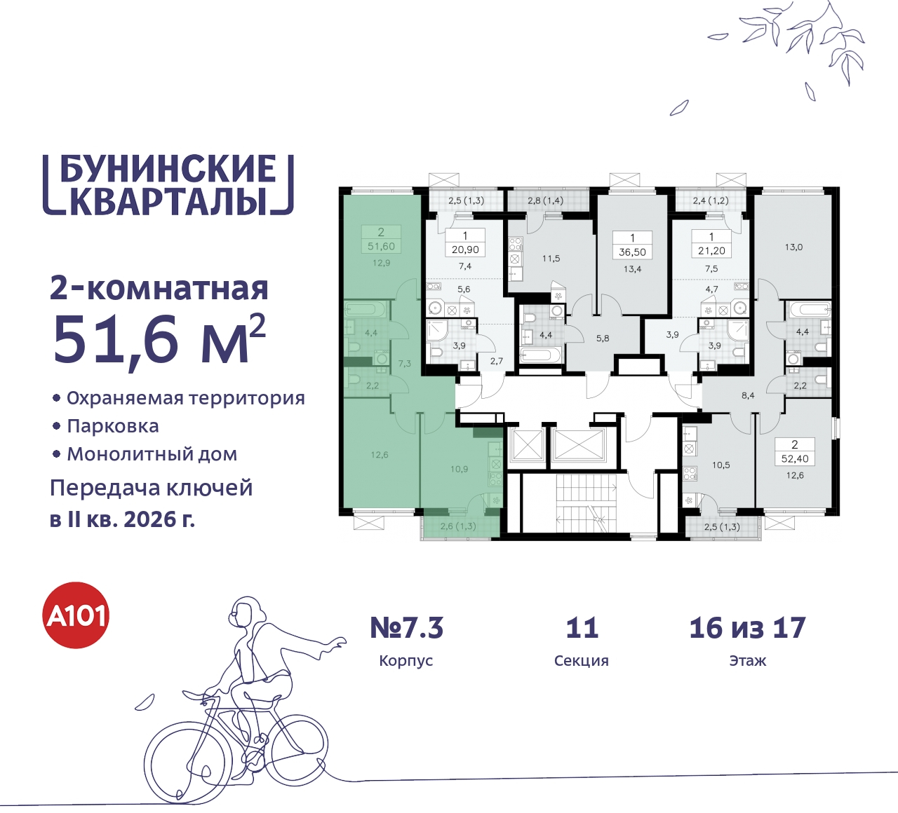 Продажа 2-комнатной новостройки, Москва, проспект Куприна,  2