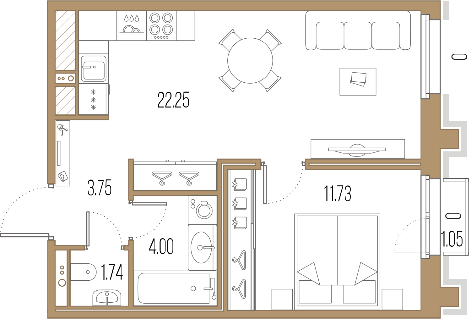 Планировка 1-комн.